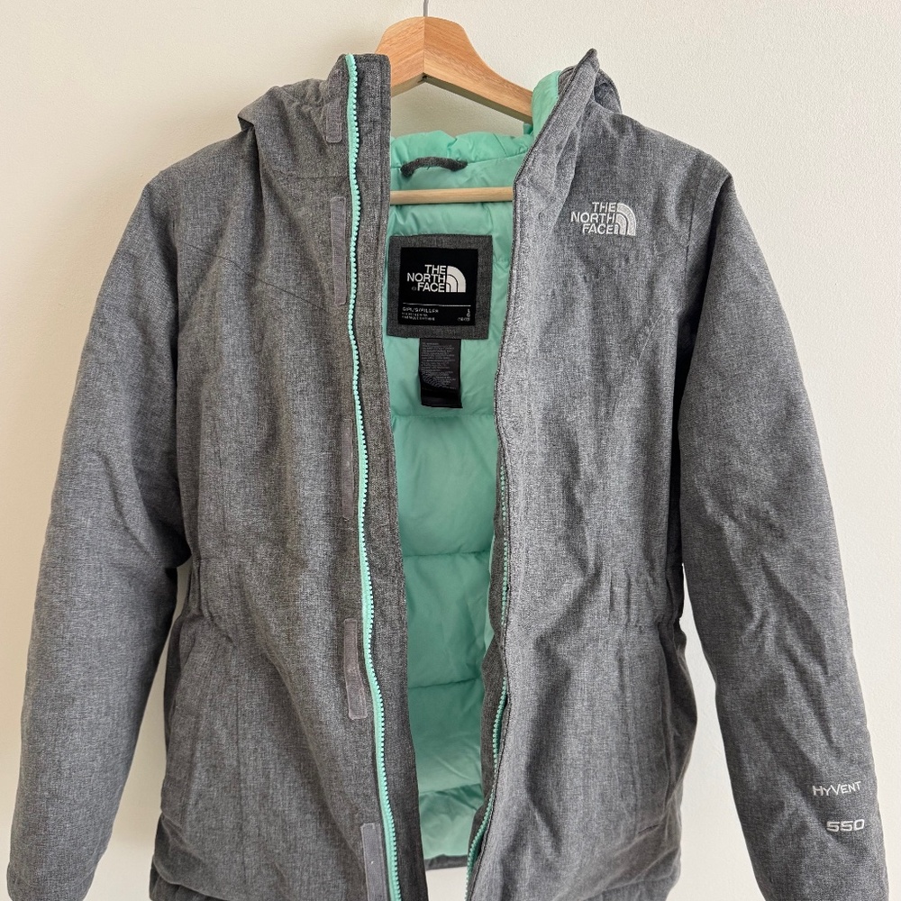 Girl's L NorthFace Ski Jacket with hood